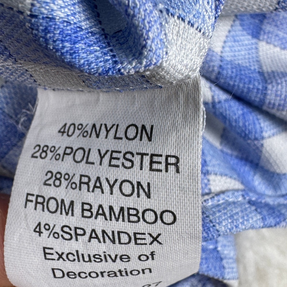 Johnnie-O Performance Gingham Button Down Shirt Mens XL Blue White Plaid Bamboo - Picture 7 of 12